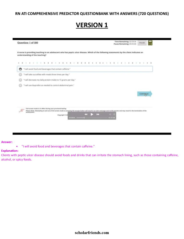 ATI RN Comprehensive Predictor Question Bank (720QAs)
