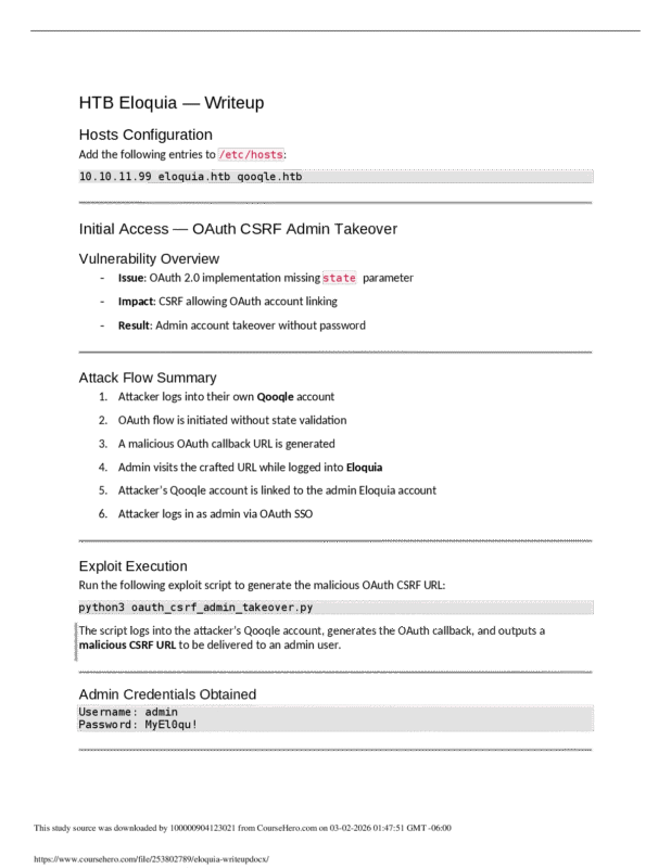 Hack The Box Eloquia — Writeup