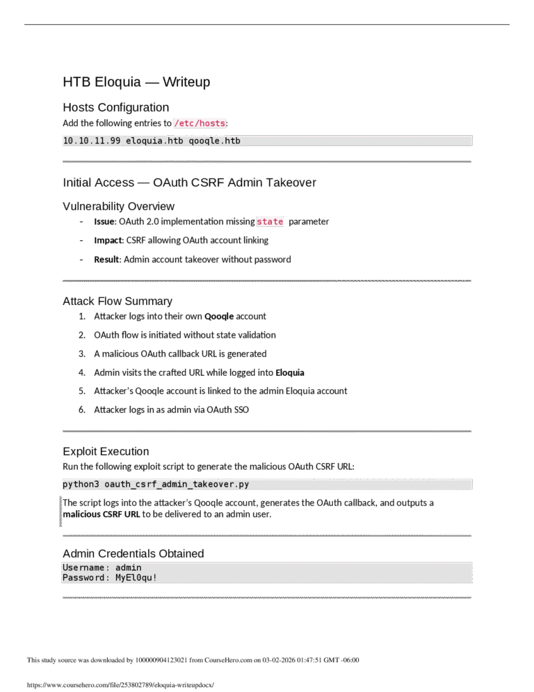 Hack The Box Eloquia — Writeup