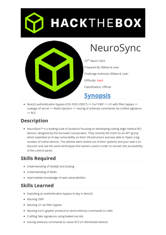 HACK THE BOX NeuroSync | NeuroSync™ is a leading suite of products focusing on developing cutting edge medical BCI  devices, designed by the Korosaki Coorporaton