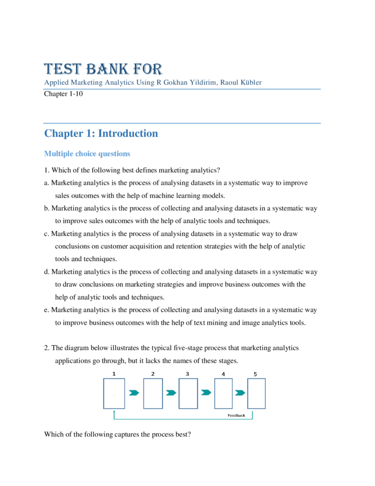 Test Bank For Applied Marketing Analytics Using R Gokhan Yildirim, Raoul Kübler