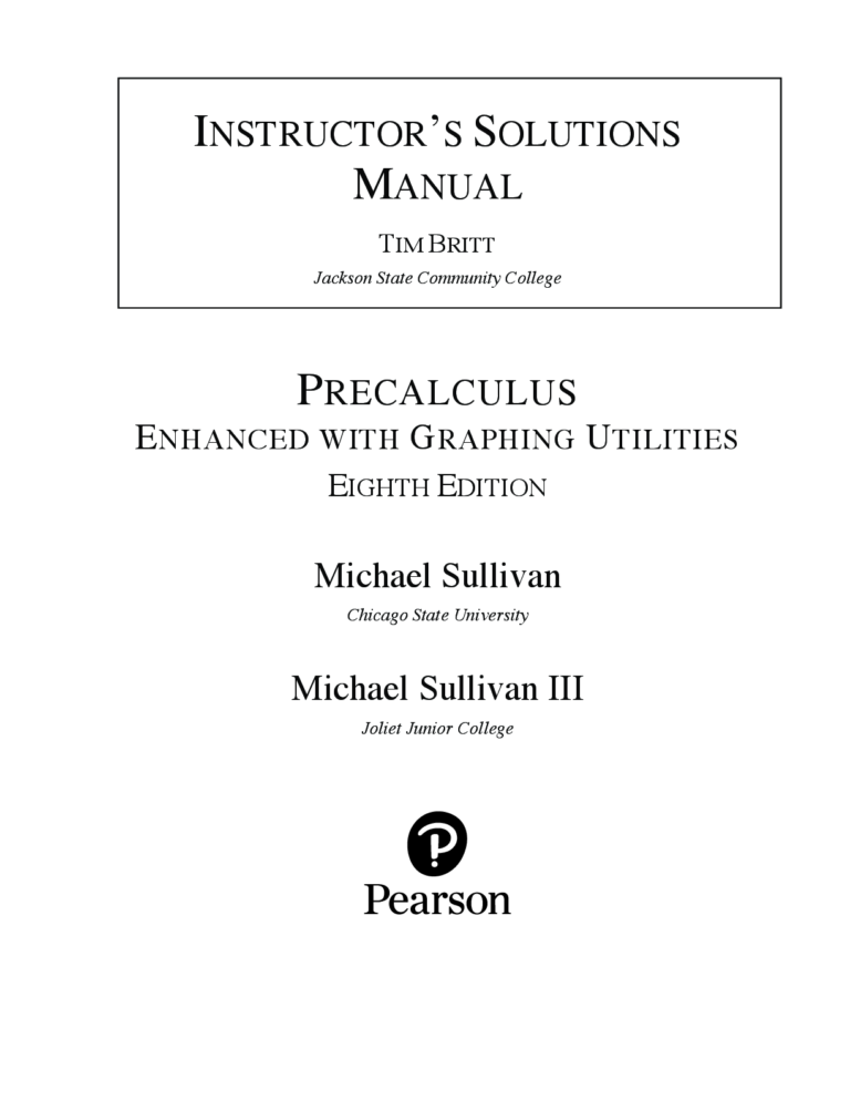 Solutions Manual For Precalculus Enhanced with Graphing Utilities, 8th Edition by Michael Sullivan Chapter 1-14