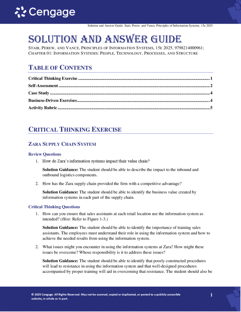 Solutions Manual For Principles of Information Systems 15th Edition by Ralph Stair, Mark Perew, Lakeisha Magwood Vance 2025