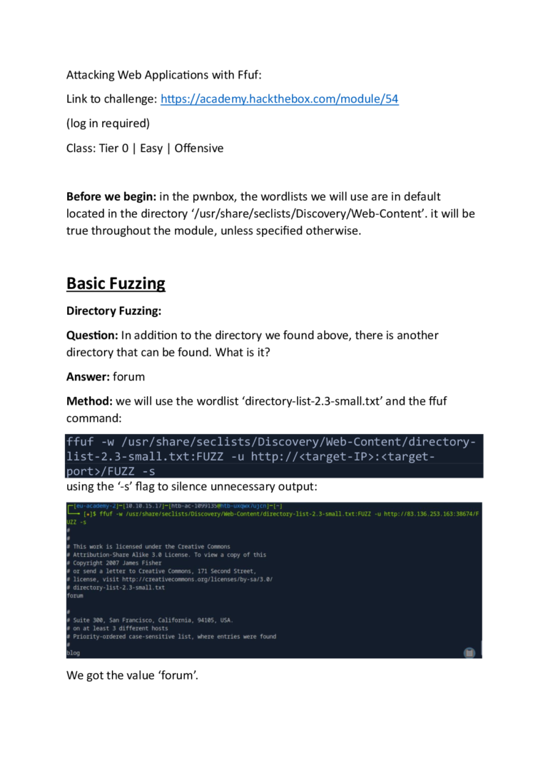 Attacking Web Applications with Ffuf: Hack The Box Module 54