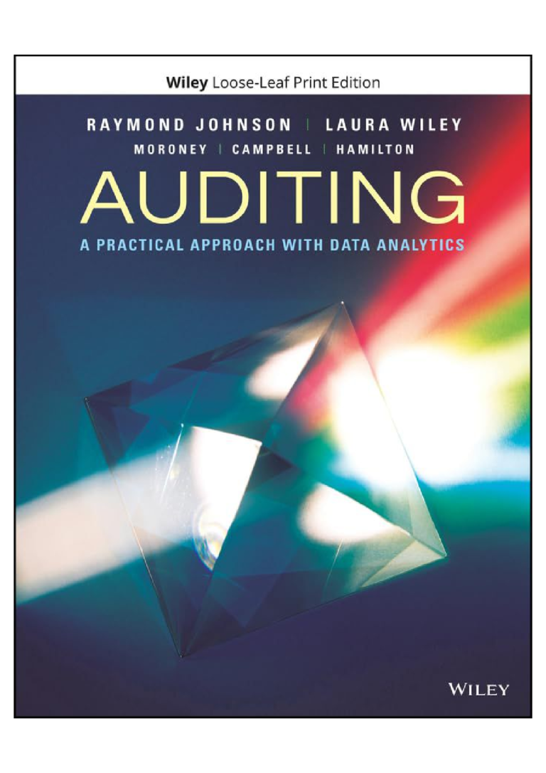 Solutions manual For Auditing: A Practical Approach with Data Analytics 1st Edition by Raymond N. Johnson, Laura Davis Wiley, Robyn Moroney, Fiona Campbell, and Jane Hamilton