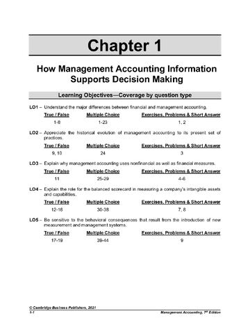 Test Bank for Management Accounting, Information for Decision Making, 7th Edition by Atkinson, Kaplan, Matsumura