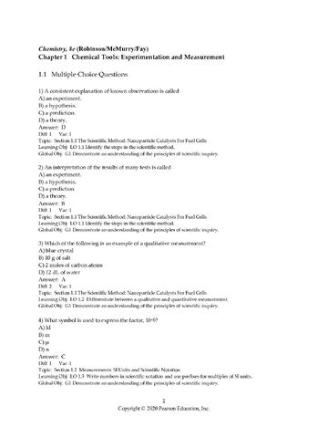 Test Bank for Chemistry, 8th Edition by Jill Kirsten Robinson, John E. McMurry, Robert C. Fay