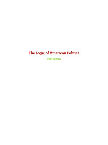 The Logic of American Politics 10th Edition Samuel Kernell | [Ebook] [PDF]