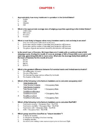 Test Bank for Foundations of Lodging Management, 2nd Edition by Hayes, Ninemeier, and Miller