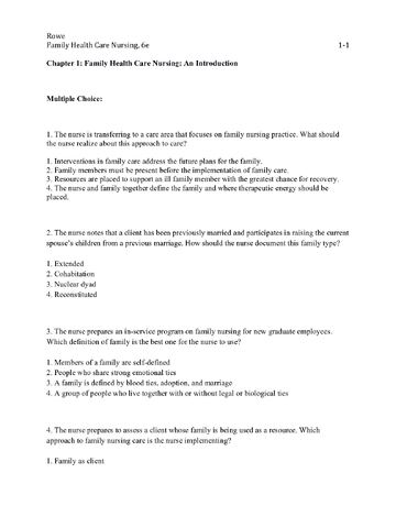 Test Bank for Family Health Care Nursing, Theory, Practice, and Research, 6th Edition, 6e by Joanna Rowe Kaakinen, Deborah Padgett Coehlo, et al