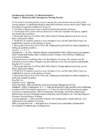 Test Bank for Fundamentals of Nursing, 11th Edition by Audrey J. Berman, Shirlee Snyder, Geralyn Frandsen