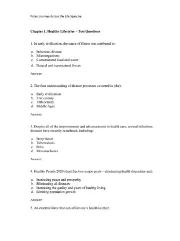Test Bank for Journey Across The Life Span, Human Development And Health Promotion, 6th Edition_Elaine U. Polan, Daphne R. Taylor