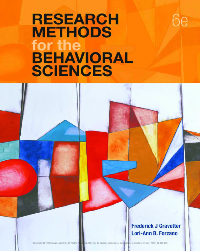 Research Methods for the Behavioral Sciences 6th Edition By Frederick Gravetter, Lori Ann Forzano