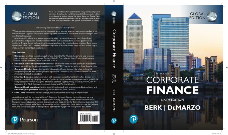 Corporate Finance 6th Global Edition By Jonathan Berk, Peter DeMarzo