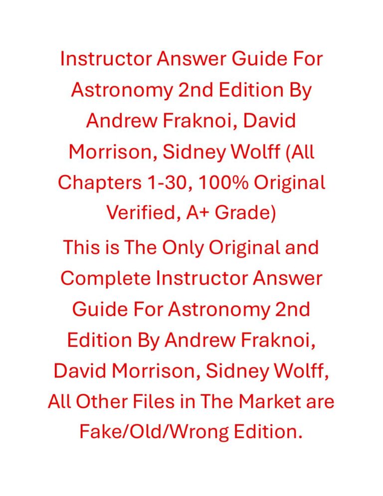 Instructor Answer Guide Astronomy 2nd Edition By Andrew Fraknoi, David Morrison, Sidney Wolff