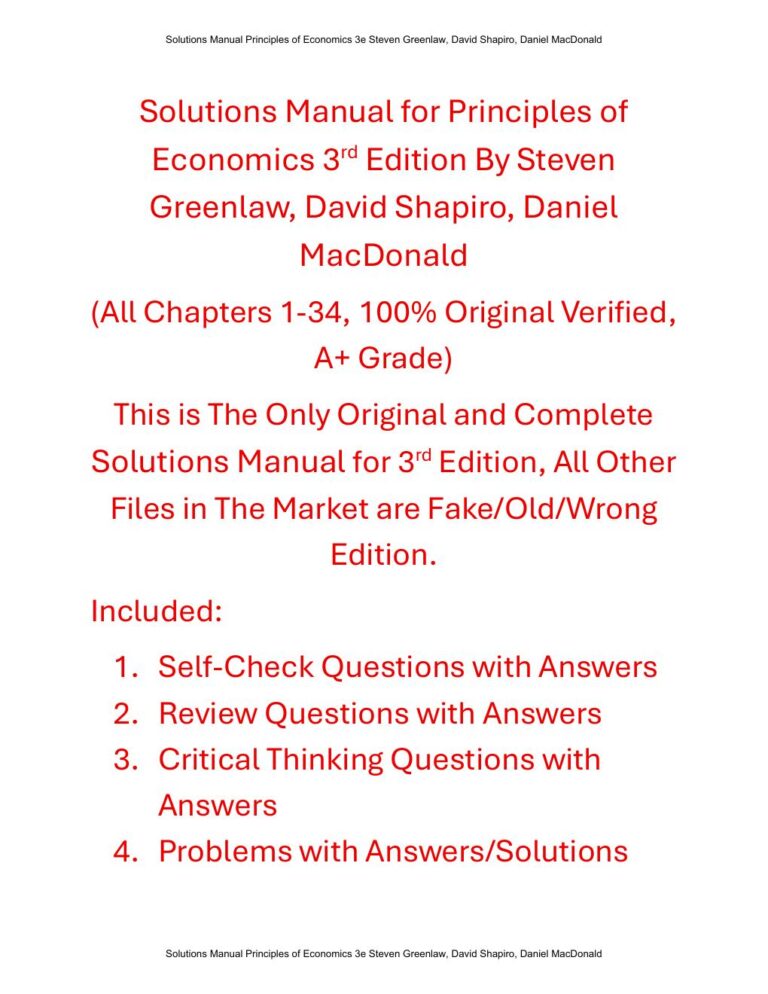 Solutions Manual for Principles of Economics 3rd Edition By Steven Greenlaw, David Shapiro, Daniel MacDonald (OpenStax)