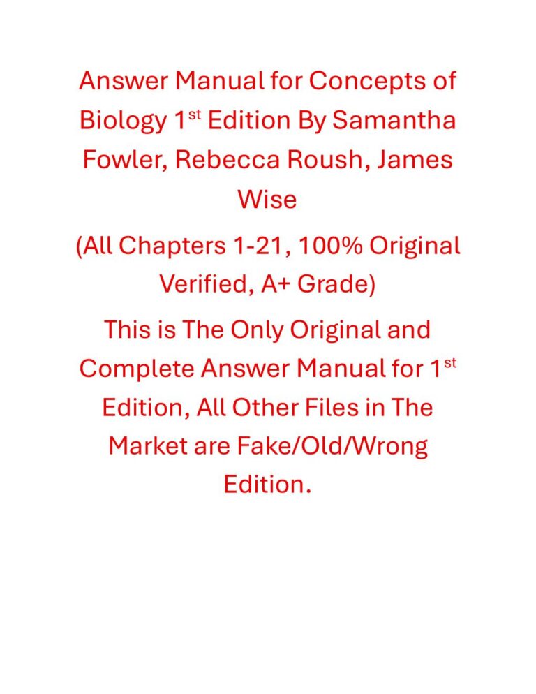Solutions Manual For Concepts of Biology 1st Edition By Samantha Fowler, Rebecca Roush, James Wise