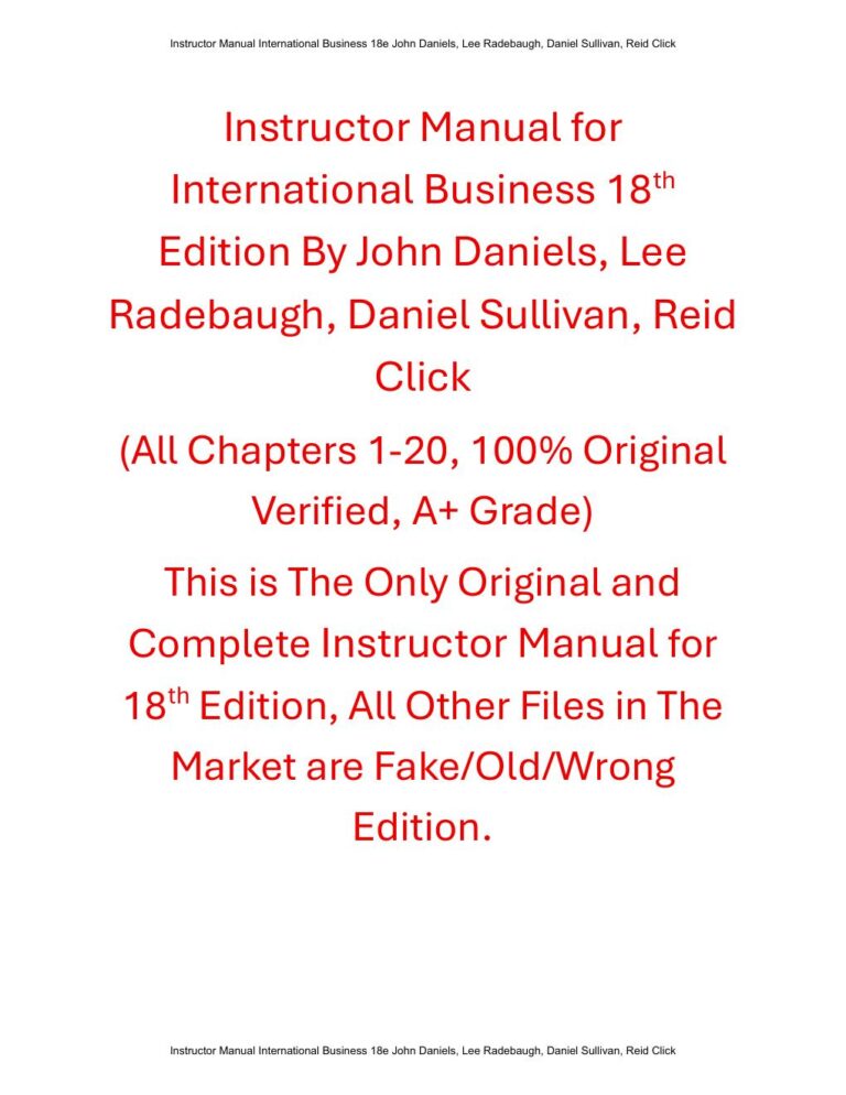 Instructor Manual For International Business 18th Edition By John Daniels, Lee Radebaugh, Daniel Sullivan, Reid Click