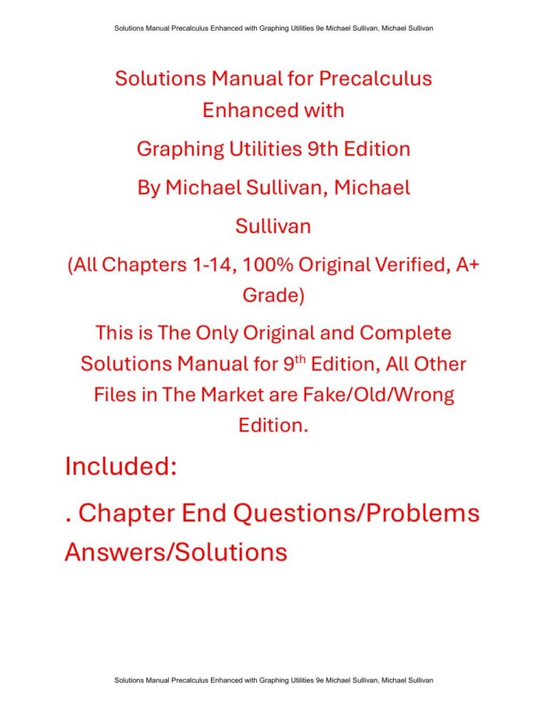 Solutions Manual for Precalculus Enhanced with Graphing Utilities 9th Edition By Michael Sullivan, Michael Sullivan