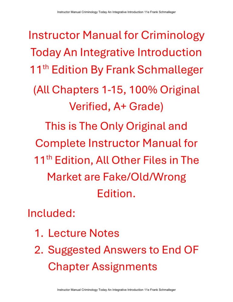 Instructor Manual For Criminology Today An Integrative Introduction 11th Edition By Frank Schmalleger