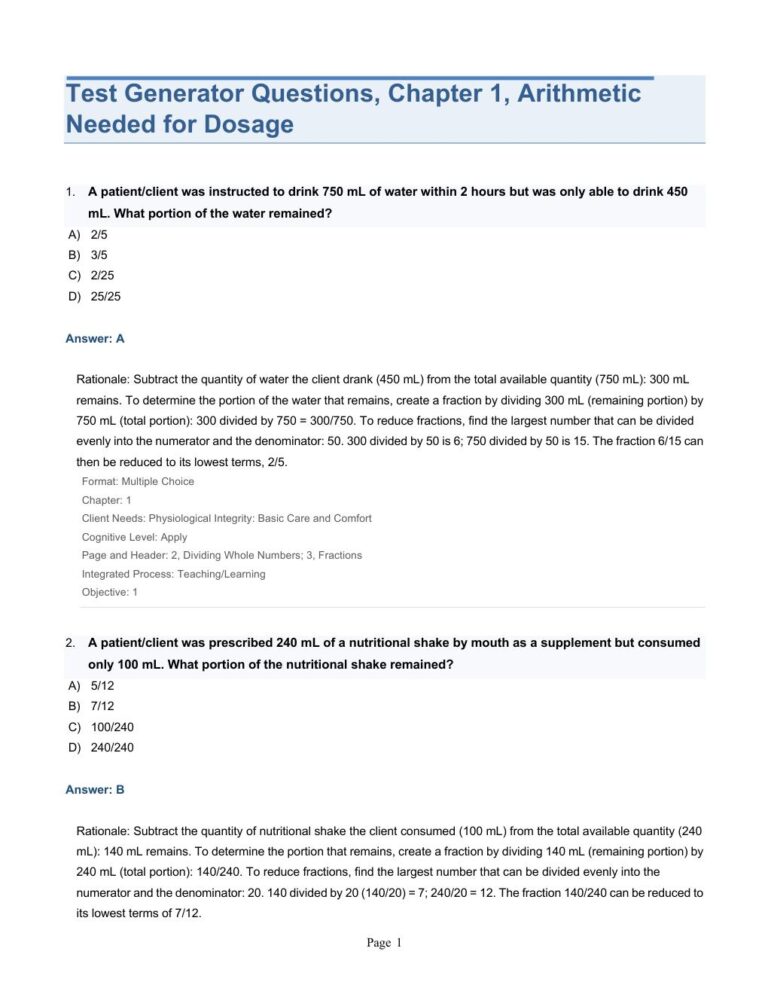Test Bank for Henke’s Med-Math, 10th Edition by Susan Buchholz