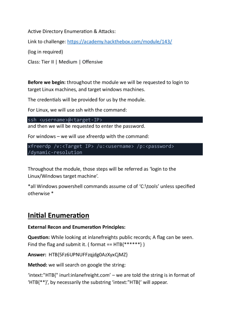Active Directory Enumeration & Attacks. Hack The Box Module 143