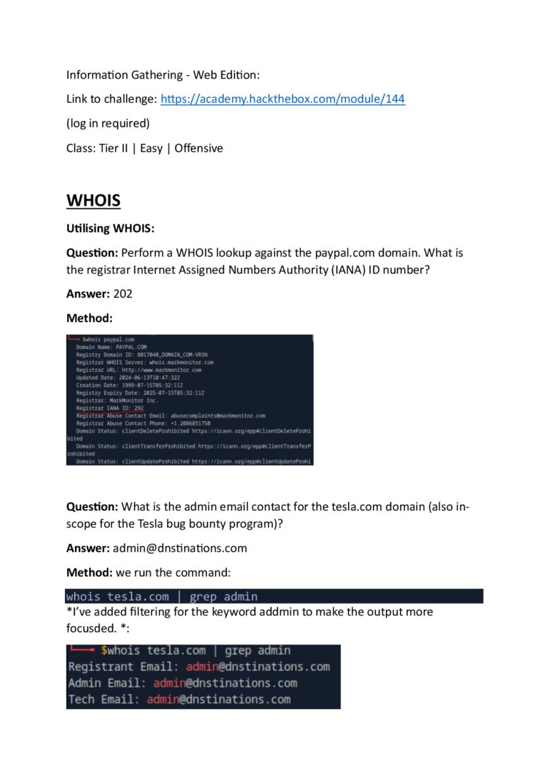 Information Gathering – Web Edition: Hack the Box Module 144