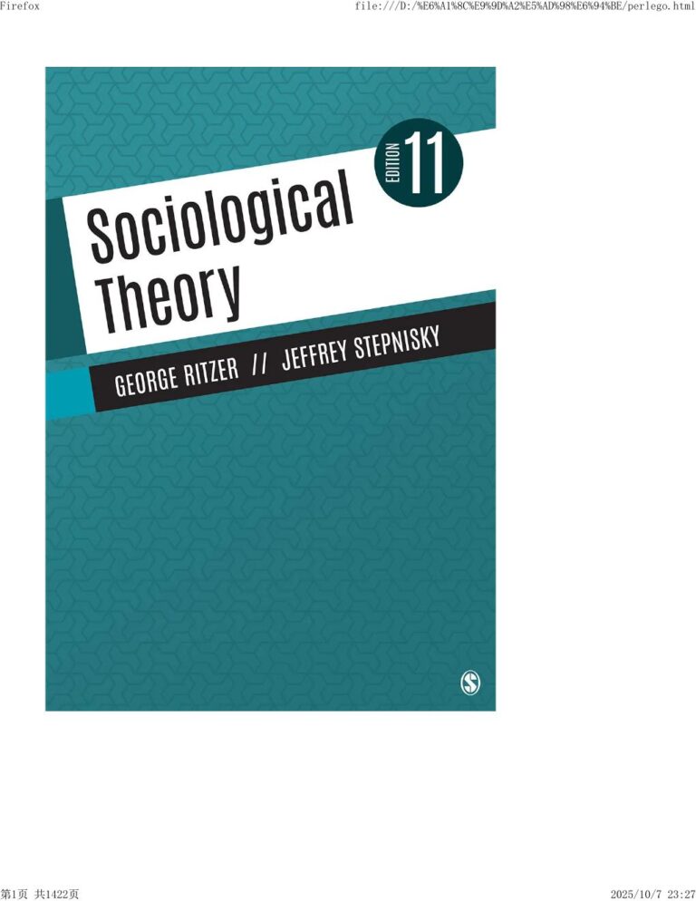 Sociological Theory 11th Edition By George Ritzer, Jeffrey N Stepnisky