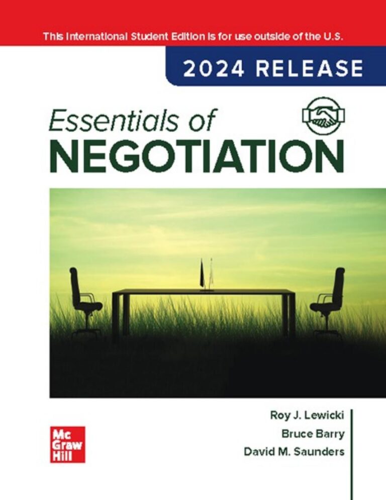 ISE Essentials of Negotiation 2024 Release By Roy Lewicki, Bruce Barry, David Saunders