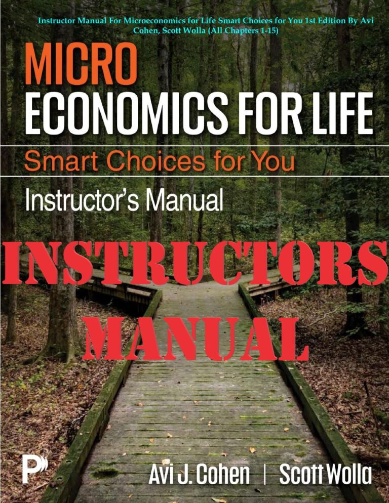 INSTRUCTORS MANUAL for Microeconomics for Life Smart Choices for You 1st Edition By Avi Cohen, Scott Wolla